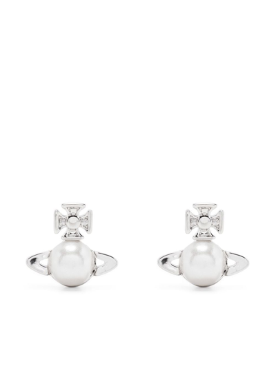 Vivienne Westwood Balbina Stud Earrings In Platinum