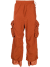 Sunnei Grid-pattern Cargo Pants In Orange