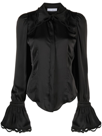 Rabanne Embroidered Long-sleeve Shirt In Nero