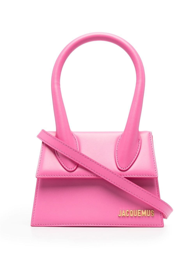 Jacquemus Le Chiquito Moyen Leather Bag In Neon Pink