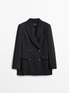 MASSIMO DUTTI BELTED BLAZER WITH BUCKLE