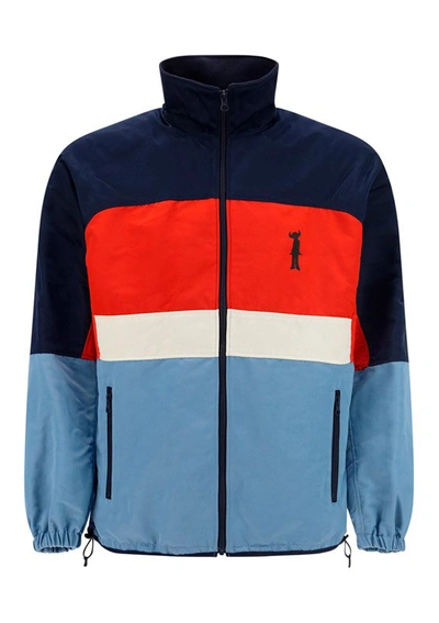 Junya Watanabe Colour-block Zip-up Jacket In Light Blue,blue,red