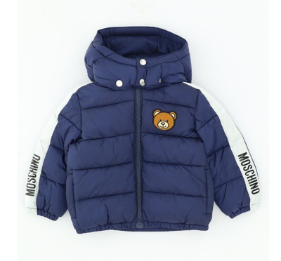 Moschino Kids Teddy Bear Patch Padded Jacket In Navy