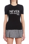 Versace Embroidered Never Too Much Graphic Tee In Nero