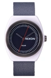 Nixon Light-wave Solar Nylon Strap Watch, 36mm In White / Navy