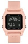 Nixon Staple Digital Rubber Strap Watch In Pink