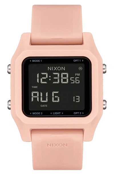 Nixon Staple Digital Rubber Strap Watch In Pink
