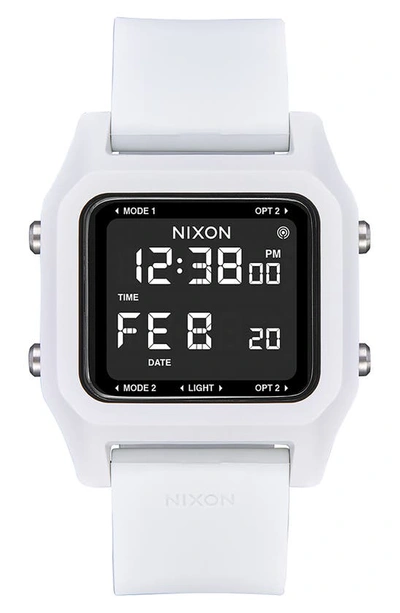 Nixon Staple Digital Rubber Strap Watch In White