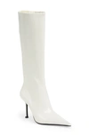 Jeffrey Campbell Darlings Pointed Toe Knee High Boot In White