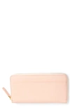 Royce New York Personalized Continental Rfid Leather Zip Wallet In Light Pink - Gold Foil
