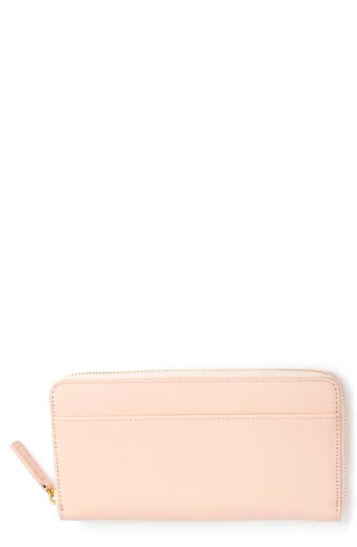 Royce New York Personalized Continental Rfid Leather Zip Wallet In Light Pink - Gold Foil