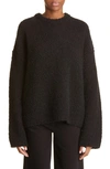 Totême Boxy Wool & Alpaca Bouclé Sweater In Black