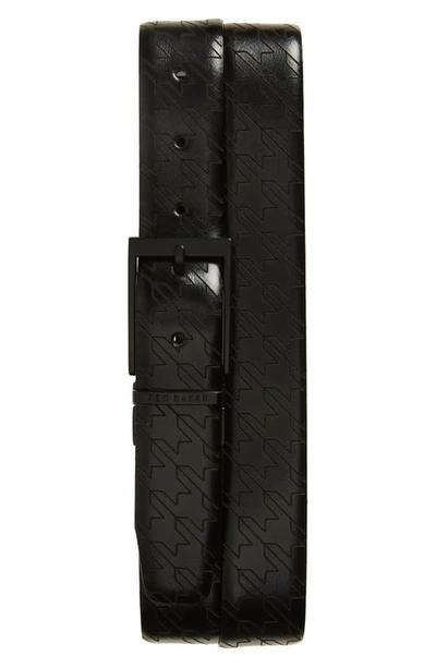 Ted Baker Etches Reversible Leather Belt In Black