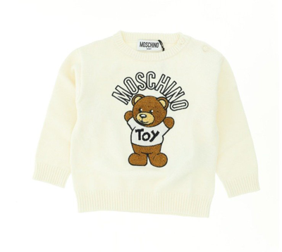 Moschino Kids Teddy Bear Crewneck Sweater In White