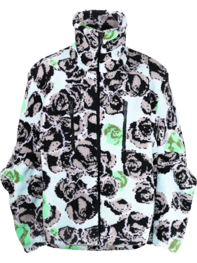 Natasha Zinko Floral-print Oversize Fleece Jacket In Multicolour