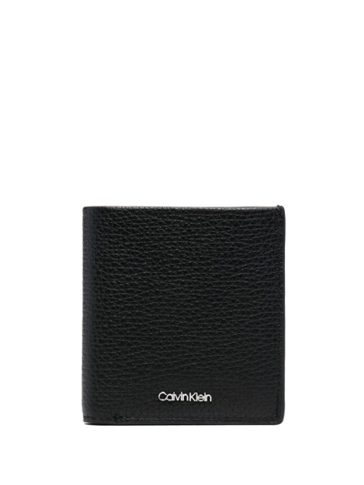 Calvin Klein Grained Leather Wallet In Black