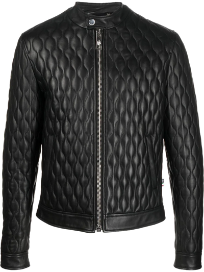 Philipp Plein Gothic Leather Jacket In Black
