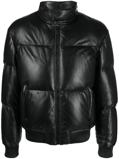 Philipp Plein Logo-embellished Collar Padded Jacket In Black