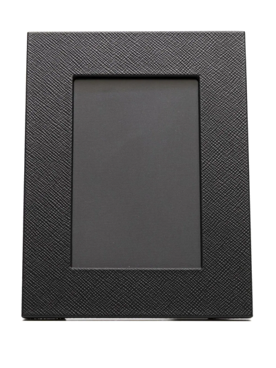 Smythson Leather Photo Frame In Black