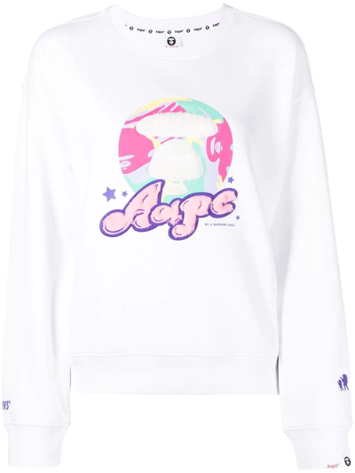 Aape By A Bathing Ape Graphic Logo-appliqué Sweatshirt In Weiss