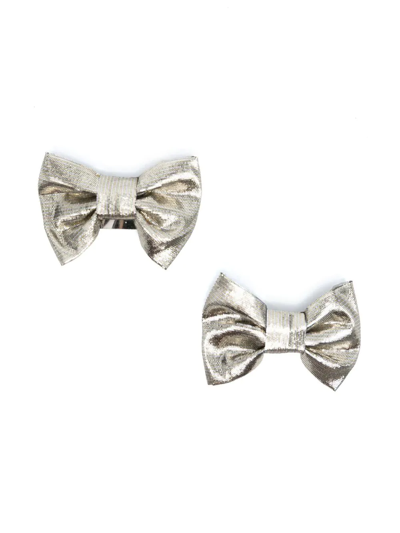 Bonpoint Kids' Bow-detail Hair Clips In Gold