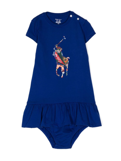 Ralph Lauren Babies' Polo Pony-print Dress Set In Blue
