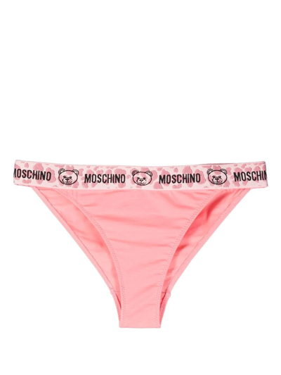 Moschino Logo-waist Thong In Pink