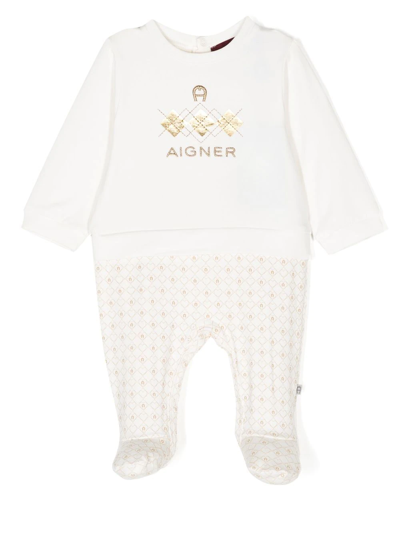 Aigner Babies' Logo-print Detail Overall In White