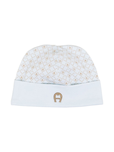 Aigner Kids' Logo-embroidered Knitted Hat In Blue
