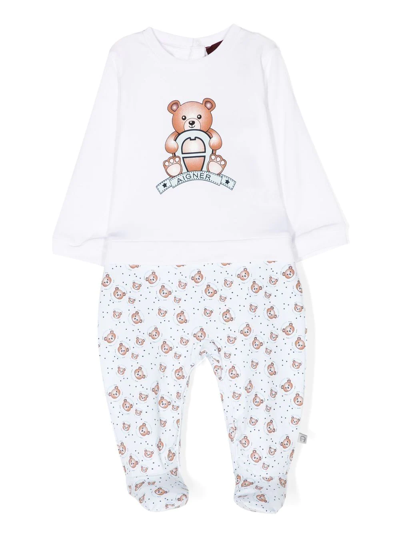 Aigner Babies' Bear-print Overall In Blue