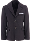 Moustache Gray Twill Peak Lapel Blazer In Grey