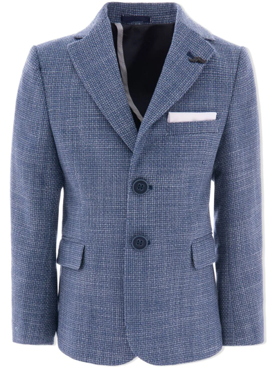 Moustache Kids' Tweed Tailored Blazer In Blue