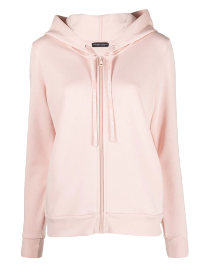 Emporio Armani Logo-print Laces Hoodie In Pink