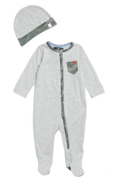 7 For All Mankind Babies'  Kids' Jersey Footie In Heather Grey