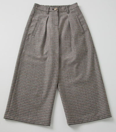 Brunello Cucinelli Kids' Virgin Wool Check Trousers (4-12 Years) In Brown