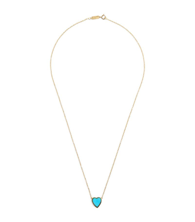 Jennifer Meyer Yellow Gold And Turquoise Mini Heart Necklace