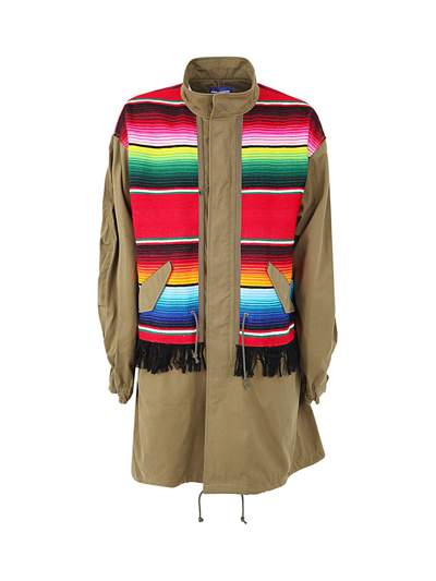 Junya Watanabe Rainbow-tabard-overlay Parka In Multi