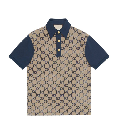 Gucci Gg Polo Shirt In Beige,blue