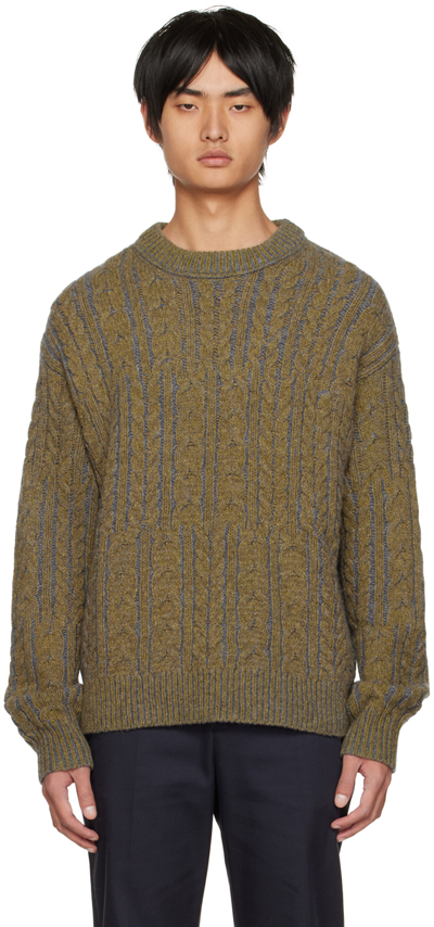 Acne Studios Men's Kaphael Crewneck Cable-knit Wool Sweater In Brown