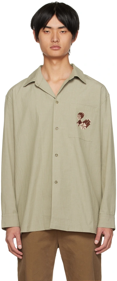 Adish Embroidered Cotton Shirt In Green