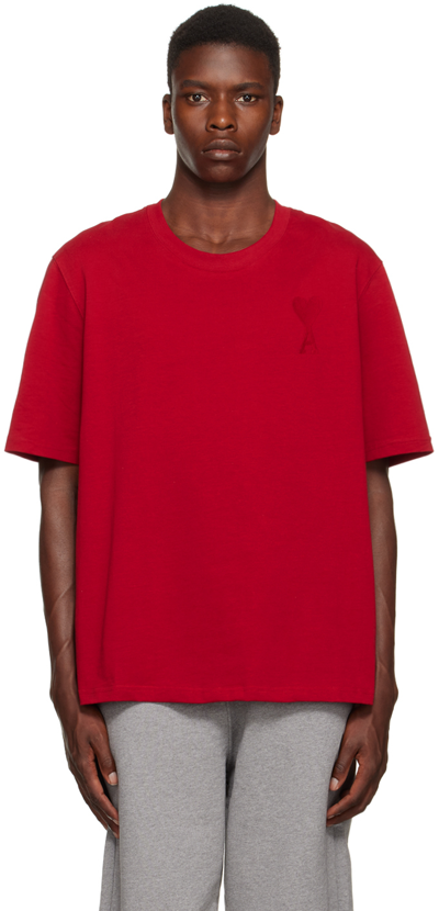 Ami Alexandre Mattiussi Red Ami De Cœur T-shirt In Red/600