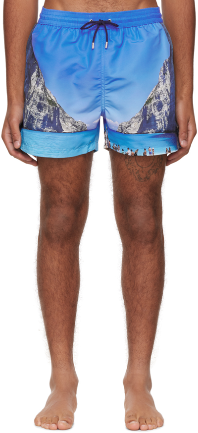 Paul Smith Blue Shipwreck Swim Shorts In Multi-colored
