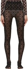 Marine Serre Moonogram Flocked Mesh Tights In 00 Black