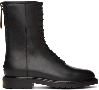 Legres Black Leather Combat Boots