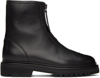 LEGRES BLACK OILED LEATHER ANKLE BOOTS