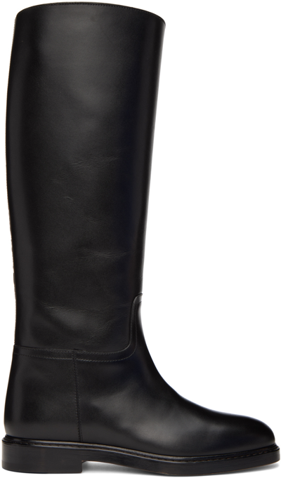 Legres Black Leather Riding Boots In Black/co