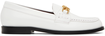 Valentino Garavani Vlogo Chain Leather Loafers In White