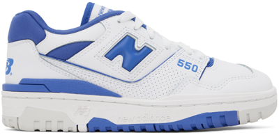 New Balance White & Blue 550 Sneakers In Aura