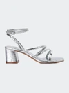 London Rag Right Pose Croc Mid Block Heel Casual Sandals In Silver