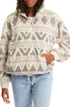 Billabong Time Off Faux Fur Half Zip Pullover In Salt Crystal